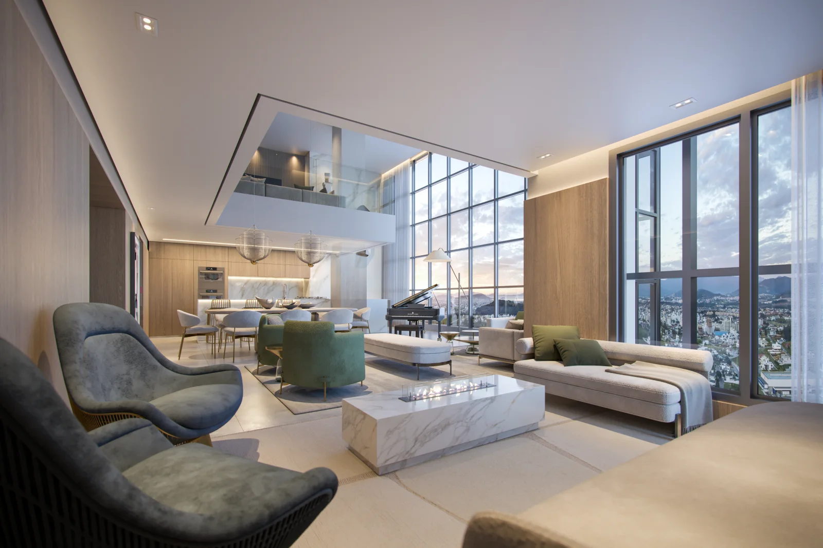 Living de apartamento duplex do Dom Aloysio Home Resort
